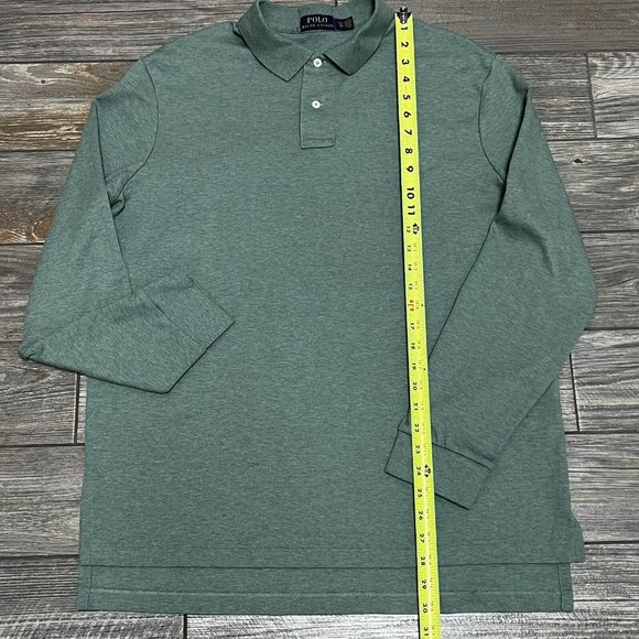Polo Ralph Lauren L/S Shirt Men's Size XL Heathered Green White Pony Smooth - Picture 7 of 10